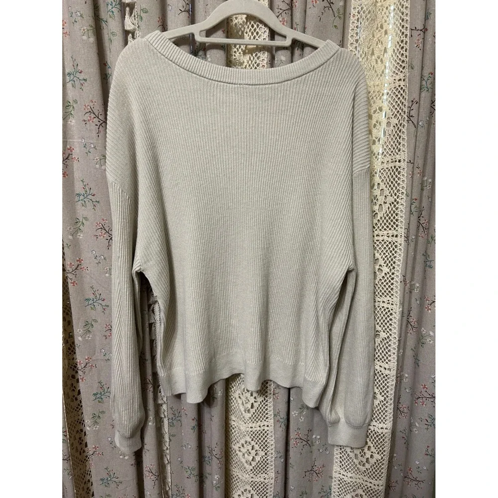 Lululemon Reversible Crossover Sweater Ribbed Cream XL LW3IU5S